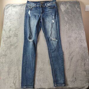 Indigo Rein Women Distressed Skinny Casual Jeans Size 9 W28 L27 Stretch Mid Rise